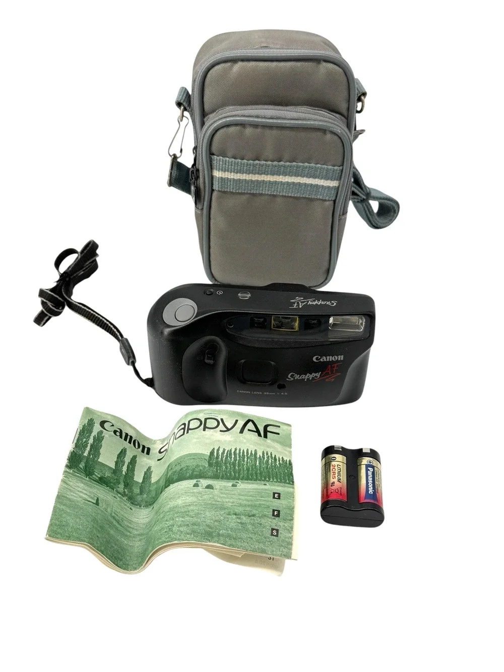 Canon Snappy AF 35mm Film Camera Point & Shoot w/Case &New Battery Works